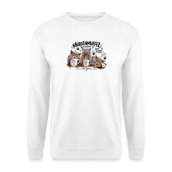 Morgenmuffel Katzenkaffee BKH - Unisex Pullover - Weiß - Vorne - Alina (178cm) & Michal (187cm)