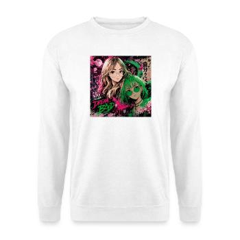 Traum Stark Neon-Duo - Unisex Pullover - Weiß - Vorne - Alina (178cm) & Michal (187cm)