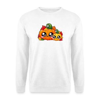 Kawaii-Herbst-Kürbisse - Unisex Pullover - Weiß - Vorne - Alina (178cm) & Michal (187cm)