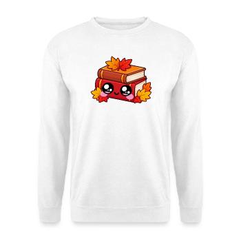 Kawaii Herbstbücher - Unisex Pullover - Weiß - Vorne - Alina (178cm) & Michal (187cm)