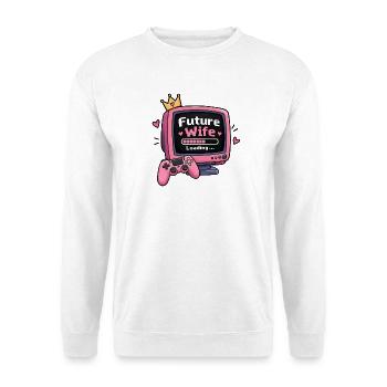 Future Wife – Loading...- Lustiges Verlobungsshirt - Unisex Pullover - Weiß - Vorne - Alina (178cm) & Michal (187cm)