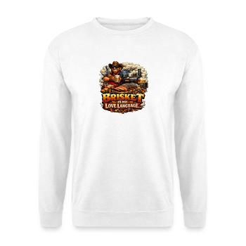 Brisket Love Language BBQ Cookout Grill Barbecue - Unisex Pullover - Weiß - Vorne - Alina (178cm) & Michal (187cm)
