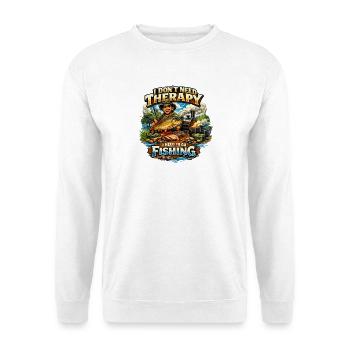 Ich brauche keine Therapie, ich brauche Angeln, Fische im Freien. - Unisex Pullover - Weiß - Vorne - Alina (178cm) & Michal (187cm)