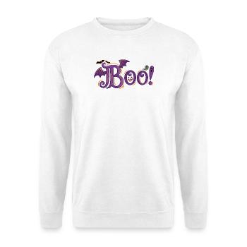 Buh! Geister und Fledermäuse. - Unisex Pullover - Weiß - Vorne - Alina (178cm) & Michal (187cm)