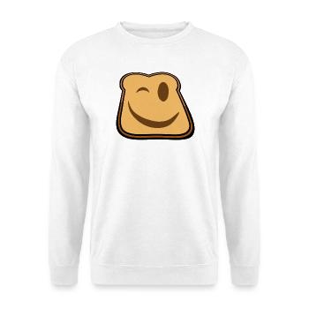Winkender Toast Cartoon - Unisex Pullover - Weiß - Vorne - Alina (178cm) & Michal (187cm)