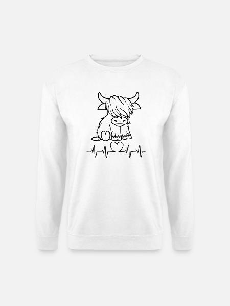 Kuh Herzschlagdesign - Unisex Pullover - Weiß