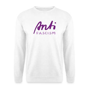 Anti Faschismus - Unisex Pullover - Weiß - Vorne - Alina (178cm) & Michal (187cm)
