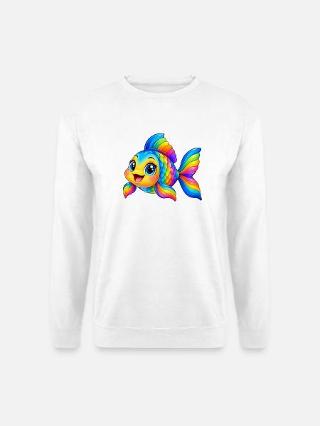 Kawaii Mehrfarbiger Fisch - Unisex Pullover - Weiß