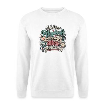 Pflegekraft Multitasking - Unisex Pullover - Weiß - Vorne - Alina (178cm) & Michal (187cm)