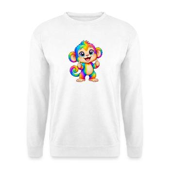 Kawaii Mehrfarbiger Regenbogenaffe - Unisex Pullover - Weiß - Vorne - Alina (178cm) & Michal (187cm)
