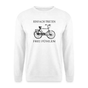 Fahrrad Silhouette – Einfach treten, frei fühlen - Unisex Pullover - Weiß - Vorne - Alina (178cm) & Michal (187cm)