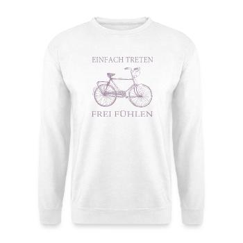 Fahrrad Silhouette – Einfach treten, frei fühlen - Unisex Pullover - Weiß - Vorne - Alina (178cm) & Michal (187cm)