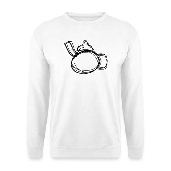 Teekanne handgezeichnet - Unisex Pullover - Weiß - Vorne - Alina (178cm) & Michal (187cm)