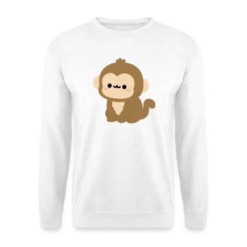 Kawaii Rhesus-Makaken-Plüsch-Illustration - Unisex Pullover - Weiß - Vorne - Alina (178cm) & Michal (187cm)