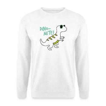 Cooler Dinosaurier Dino-Mite Sonnenbrille Fun - Unisex Pullover - Weiß - Vorne - Alina (178cm) & Michal (187cm)
