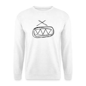 Trommel handgezeichnet - Unisex Pullover - Weiß - Vorne - Alina (178cm) & Michal (187cm)
