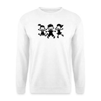 Kinder Spielen - Unisex Pullover - Weiß - Vorne - Alina (178cm) & Michal (187cm)
