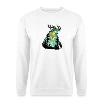 Magischer Waldgeist im Blütenhain - Unisex Pullover - Weiß - Vorne - Alina (178cm) & Michal (187cm)