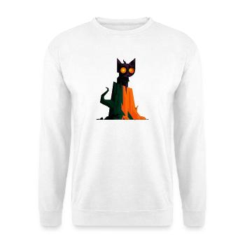Spooky Geometry Cat - Unisex Pullover - Weiß - Vorne - Alina (178cm) & Michal (187cm)