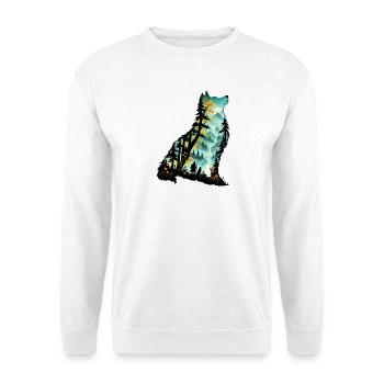 Waldwolf im Mondlicht - Unisex Pullover - Weiß - Vorne - Alina (178cm) & Michal (187cm)