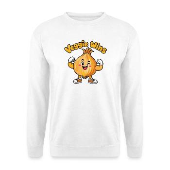 Veggie Wins Zwiebel - Unisex Pullover - Weiß - Vorne - Alina (178cm) & Michal (187cm)
