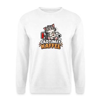 Kaffee-Ladekätzchen - Unisex Pullover - Weiß - Vorne - Alina (178cm) & Michal (187cm)