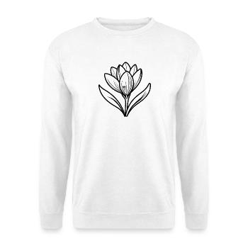 Krokusblüte - Unisex Pullover - Weiß - Vorne - Alina (178cm) & Michal (187cm)