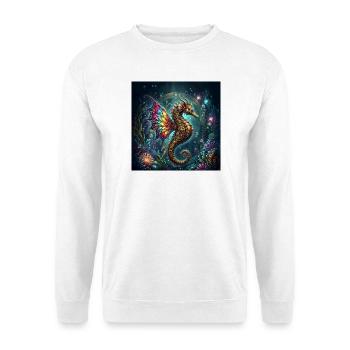 Steampunk-Seepferdchen - Unisex Pullover - Weiß - Vorne - Alina (178cm) & Michal (187cm)