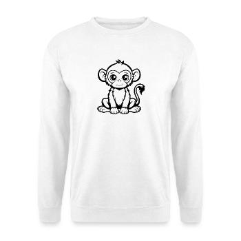 Unschuldiger Affe - Unisex Pullover - Weiß - Vorne - Alina (178cm) & Michal (187cm)