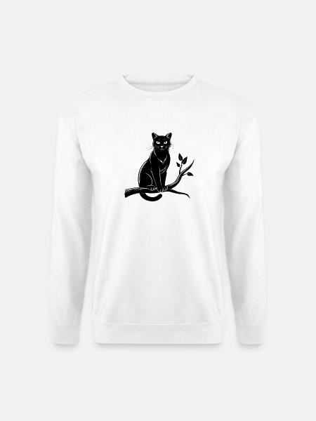 Katze am Ast - Unisex Pullover - Weiß