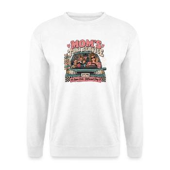 Muttertaxi: Dasselbe Kind an verschiedenen Tagen - Unisex Pullover - Weiß - Vorne - Alina (178cm) & Michal (187cm)
