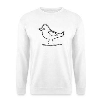 Vogel auf einem Zweig handgezeichnet - Unisex Pullover - Weiß - Vorne - Alina (178cm) & Michal (187cm)