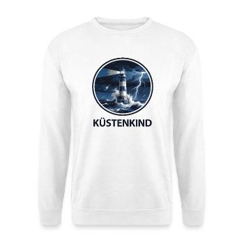 Küstenkind Leuchtturm Sturmmeer - Unisex Pullover - Weiß - Vorne - Alina (178cm) & Michal (187cm)