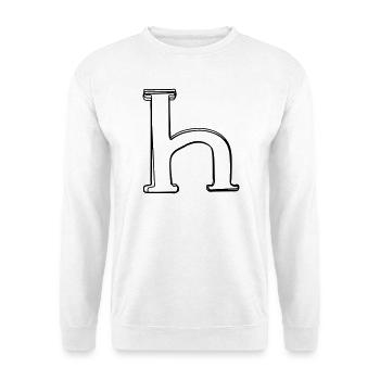 Kleinbuchstabe h handgezeichnet - Unisex Pullover - Weiß - Vorne - Alina (178cm) & Michal (187cm)