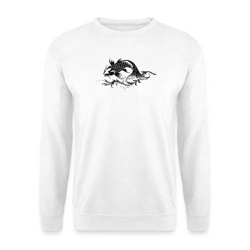 Koi Tattoo - Japan Fisch Motiv - Unisex Pullover - Weiß - Vorne - Alina (178cm) & Michal (187cm)