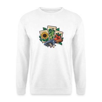 Samentausch – Gemeinsam wachsen lassen - Unisex Pullover - Weiß - Vorne - Alina (178cm) & Michal (187cm)