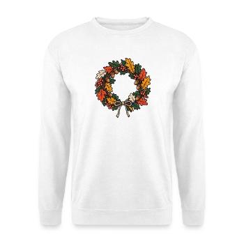 Kranzbinden – Herbstzauber von Hand - Unisex Pullover - Weiß - Vorne - Alina (178cm) & Michal (187cm)