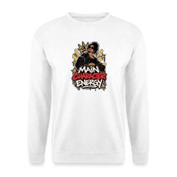 Main Character Energy Frauenpower - Unisex Pullover - Weiß - Vorne - Alina (178cm) & Michal (187cm)