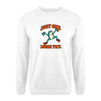 Nur noch ein Versuch Frosch – Bouldering - Unisex Pullover - Weiß - Vorne - Alina (178cm) & Michal (187cm)