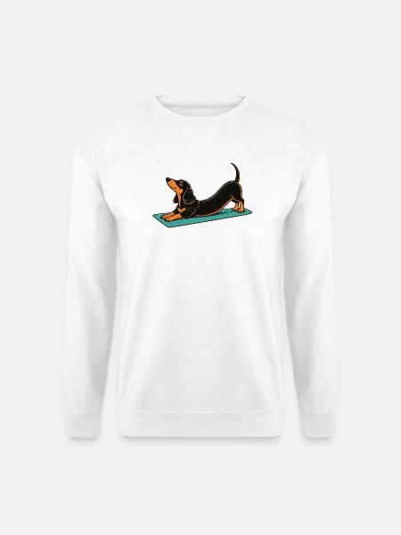 Dackel-Yoga auf Matte - Unisex Pullover - Weiß