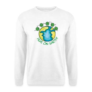 Erbsen auf der Erde - Unisex Pullover - Weiß - Vorne - Alina (178cm) & Michal (187cm)