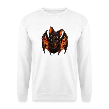 Süße Fledermaus & schwarze Katze – Halloween - Unisex Pullover - Weiß - Vorne - Alina (178cm) & Michal (187cm)