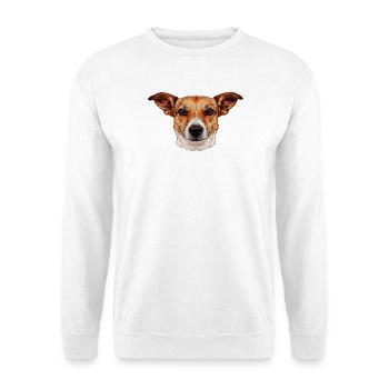 Hunde-Porträt mit wachen Augen - Unisex Pullover - Weiß - Vorne - Alina (178cm) & Michal (187cm)