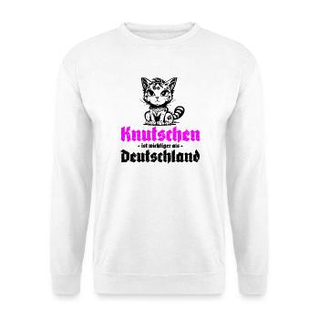 Knutschen ist wichtiger als Deutschland - Unisex Pullover - Weiß - Vorne - Alina (178cm) & Michal (187cm)