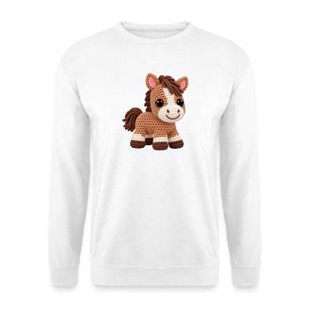 Häkelpferd Kuschelpony - Unisex Pullover - Weiß - Vorne - Alina (178cm) & Michal (187cm)