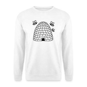 Bienenkorb mit Bienen – Imker Honig - Unisex Pullover - Weiß - Vorne - Alina (178cm) & Michal (187cm)