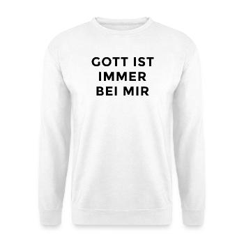 Gott ist immer bei mir - Unisex Pullover - Weiß - Vorne - Alina (178cm) & Michal (187cm)