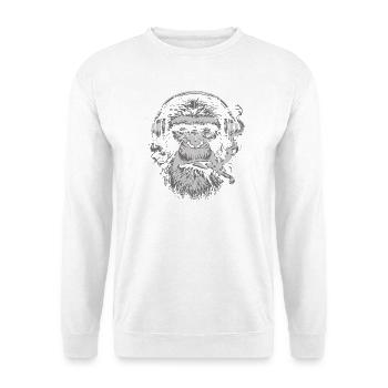DJ Chimp mit Kopfhörern - Unisex Pullover - Weiß - Vorne - Alina (178cm) & Michal (187cm)