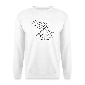 Eichenzweig mit Eichel – Eiche Blätter - Unisex Pullover - Weiß - Vorne - Alina (178cm) & Michal (187cm)