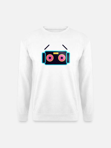 Neon-Pop-Roboter-Gesicht - Unisex Pullover - Weiß